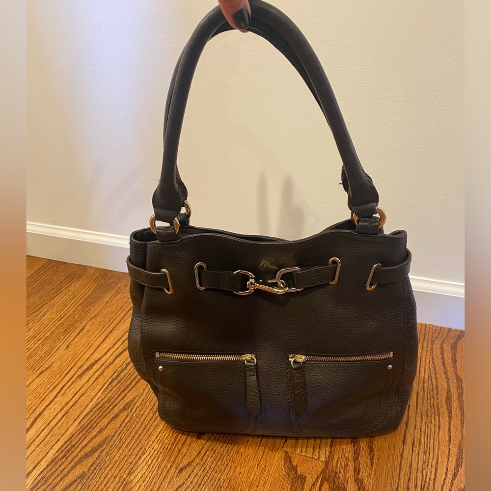 Cole Haan Brown Leather Handbag with Gold Accents